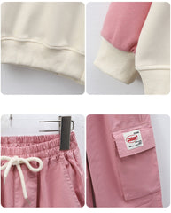 RM090424-15 طقم بناتي قطعتين ( بلوزة قطن + بنطلون كتان)