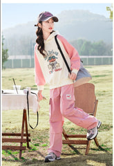 RM090424-15 طقم بناتي قطعتين ( بلوزة قطن + بنطلون كتان)