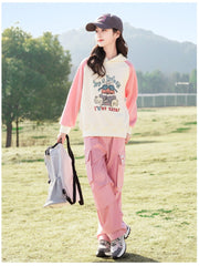 RM090424-15 طقم بناتي قطعتين ( بلوزة قطن + بنطلون كتان)