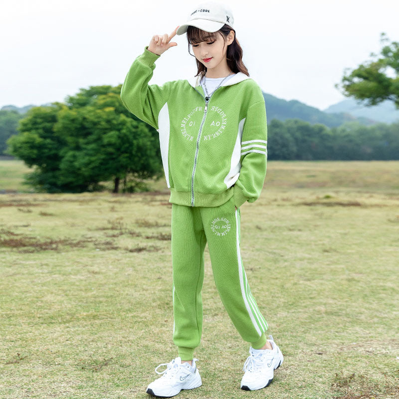 RM090424-16 طقم سبورت بناتي قطن بالوان روعة قطعتين ( بلوزة + بنطلون )