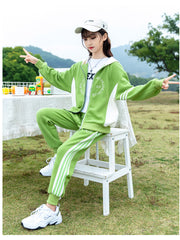 RM090424-16 طقم سبورت بناتي قطن بالوان روعة قطعتين ( بلوزة + بنطلون )