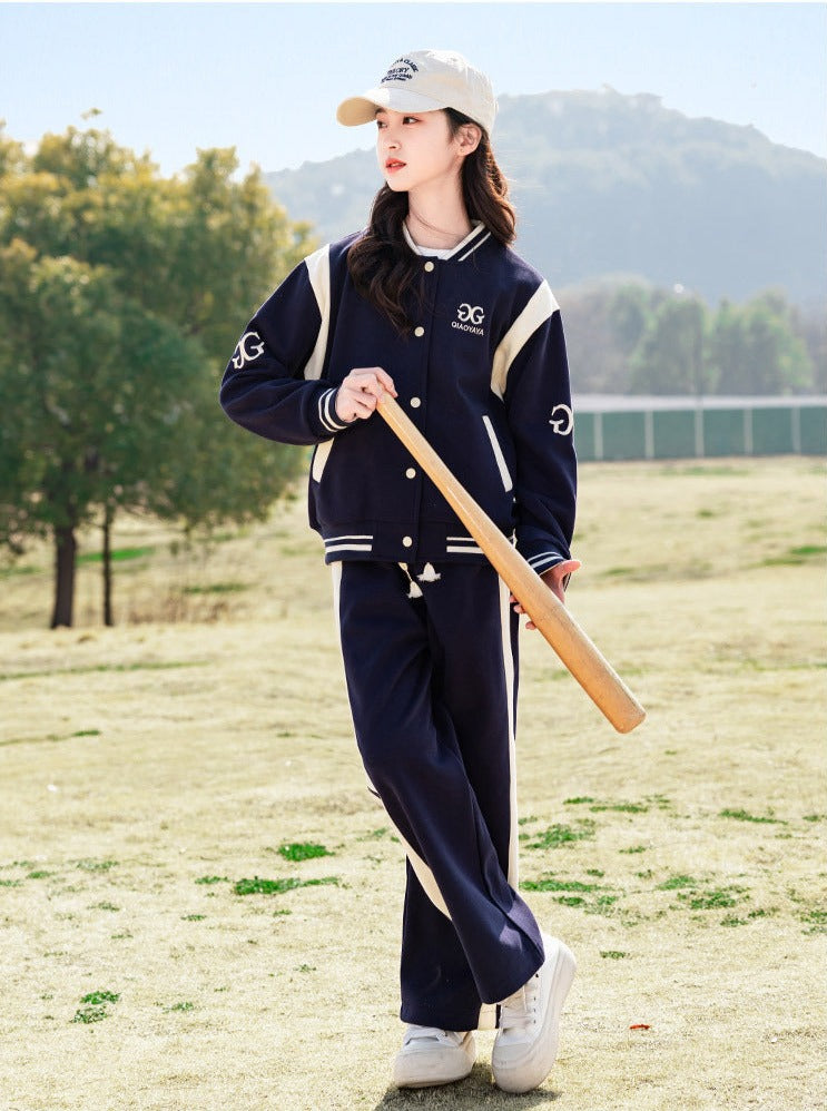 RM090424-17 بدلة ماركة بناتي سبورت قطن قطعتين ( جكيت + بنطلون )