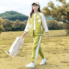 RM090424-18 طقم رياضة بناتي قطني قطعتين ( جكيت + بنطلون )