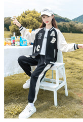 RM090424-18 طقم رياضة بناتي قطني قطعتين ( جكيت + بنطلون )