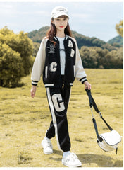 RM090424-18 طقم رياضة بناتي قطني قطعتين ( جكيت + بنطلون )