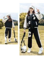 RM090424-18 طقم رياضة بناتي قطني قطعتين ( جكيت + بنطلون )