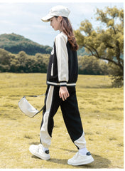 RM090424-18 طقم رياضة بناتي قطني قطعتين ( جكيت + بنطلون )