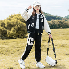 RM090424-18 طقم رياضة بناتي قطني قطعتين ( جكيت + بنطلون )