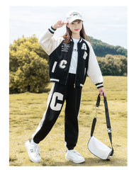 RM090424-18 طقم رياضة بناتي قطني قطعتين ( جكيت + بنطلون )