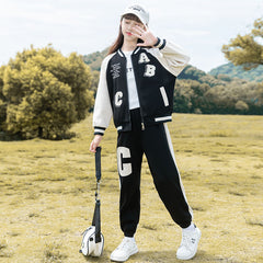 RM090424-18 طقم رياضة بناتي قطني قطعتين ( جكيت + بنطلون )