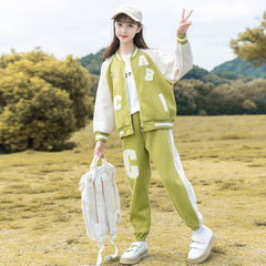 RM090424-18 طقم رياضة بناتي قطني قطعتين ( جكيت + بنطلون )