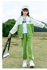 RM090424-21 بدلة بناتي رياضية سبورت قطن جودة ممتازة قطعتين ( جكيت + بنطلون)