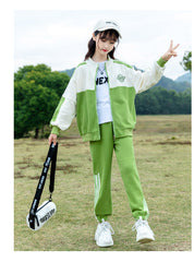 RM090424-21 بدلة بناتي رياضية سبورت قطن جودة ممتازة قطعتين ( جكيت + بنطلون)