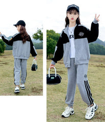 RM090424-21 بدلة بناتي رياضية سبورت قطن جودة ممتازة قطعتين ( جكيت + بنطلون)