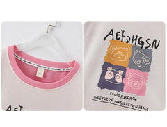 RM090424-22 طقم بناتي صيفي قطن ( بلوزة + بنطلون )