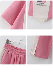 RM090424-22 طقم بناتي صيفي قطن ( بلوزة + بنطلون )