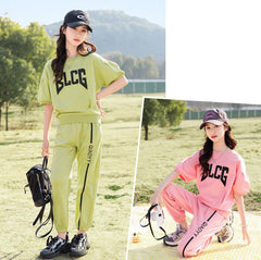 RM090424-23 طقم بناتي تريننج قطعتين ( بلوزة + بنطلون)