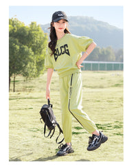 RM090424-23 طقم بناتي تريننج قطعتين ( بلوزة + بنطلون)