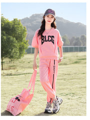 RM090424-23 طقم بناتي تريننج قطعتين ( بلوزة + بنطلون)