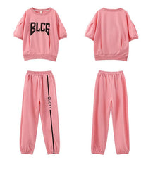 RM090424-23 طقم بناتي تريننج قطعتين ( بلوزة + بنطلون)