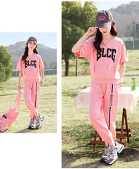 RM090424-23 طقم بناتي تريننج قطعتين ( بلوزة + بنطلون)