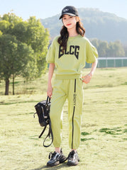 RM090424-23 طقم بناتي تريننج قطعتين ( بلوزة + بنطلون)