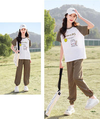 RM090424-26 نريننج صيفي بناتي ( بلوزة قطنية + بنطلون ستان )