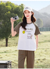 RM090424-26 نريننج صيفي بناتي ( بلوزة قطنية + بنطلون ستان )