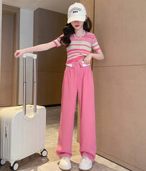 RM171223-10 طقم بناتي قطعتين ( بلوزة + بنطلون)