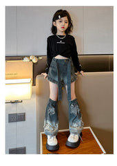 RM171223-11 طقم شورت ( بلوزة قطنية + بنطلون شورت جينز + اكسسوار البنطلون جينز)