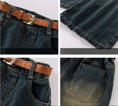 RM171223-23 طقم بناتي قطعتين (جكيت صوف +بنطلون جينز )