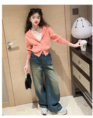 RM171223-23 طقم بناتي قطعتين (جكيت صوف +بنطلون جينز )