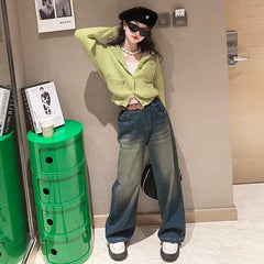 RM171223-23 طقم بناتي قطعتين (جكيت صوف +بنطلون جينز )