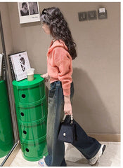 RM171223-23 طقم بناتي قطعتين (جكيت صوف +بنطلون جينز )