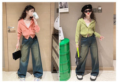 RM171223-23 طقم بناتي قطعتين (جكيت صوف +بنطلون جينز )