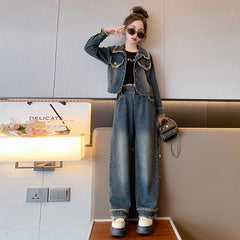 RM171223-25 طقم جينز قطعتين ( جكيت + بنطلون)