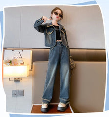 RM171223-25 طقم جينز قطعتين ( جكيت + بنطلون)