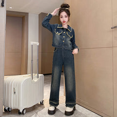 RM171223-25 طقم جينز قطعتين ( جكيت + بنطلون)