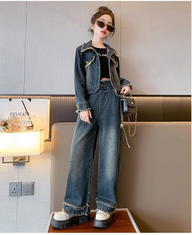 RM171223-25 طقم جينز قطعتين ( جكيت + بنطلون)