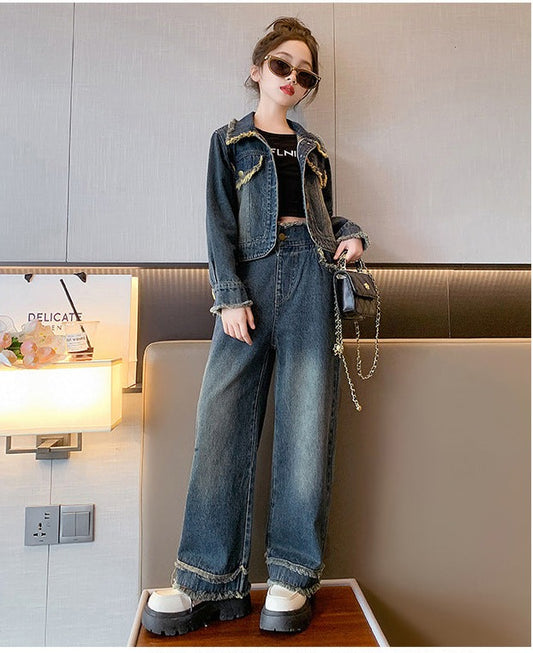 RM171223-25 طقم جينز قطعتين ( جكيت + بنطلون)