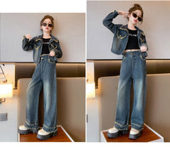 RM171223-25 طقم جينز قطعتين ( جكيت + بنطلون)