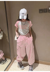 RM171223-2 طقم بناتي قطعتين ( بلوز قطنية + بنطلون كتان)