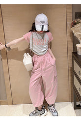 RM171223-2 طقم بناتي قطعتين ( بلوز قطنية + بنطلون كتان)