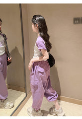 RM171223-2 طقم بناتي قطعتين ( بلوز قطنية + بنطلون كتان)