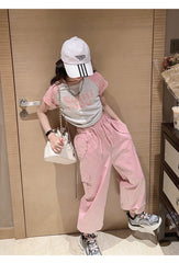 RM171223-2 طقم بناتي قطعتين ( بلوز قطنية + بنطلون كتان)