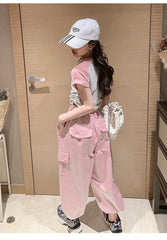 RM171223-2 طقم بناتي قطعتين ( بلوز قطنية + بنطلون كتان)