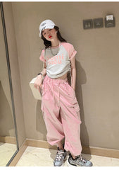 RM171223-2 طقم بناتي قطعتين ( بلوز قطنية + بنطلون كتان)