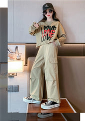 RM171223-36 طقم بناتي قطعتين ( بلوزة قطن + بنطلون كتان ناعم)