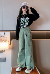 RM171223-36 طقم بناتي قطعتين ( بلوزة قطن + بنطلون كتان ناعم)