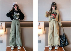 RM171223-36 طقم بناتي قطعتين ( بلوزة قطن + بنطلون كتان ناعم)